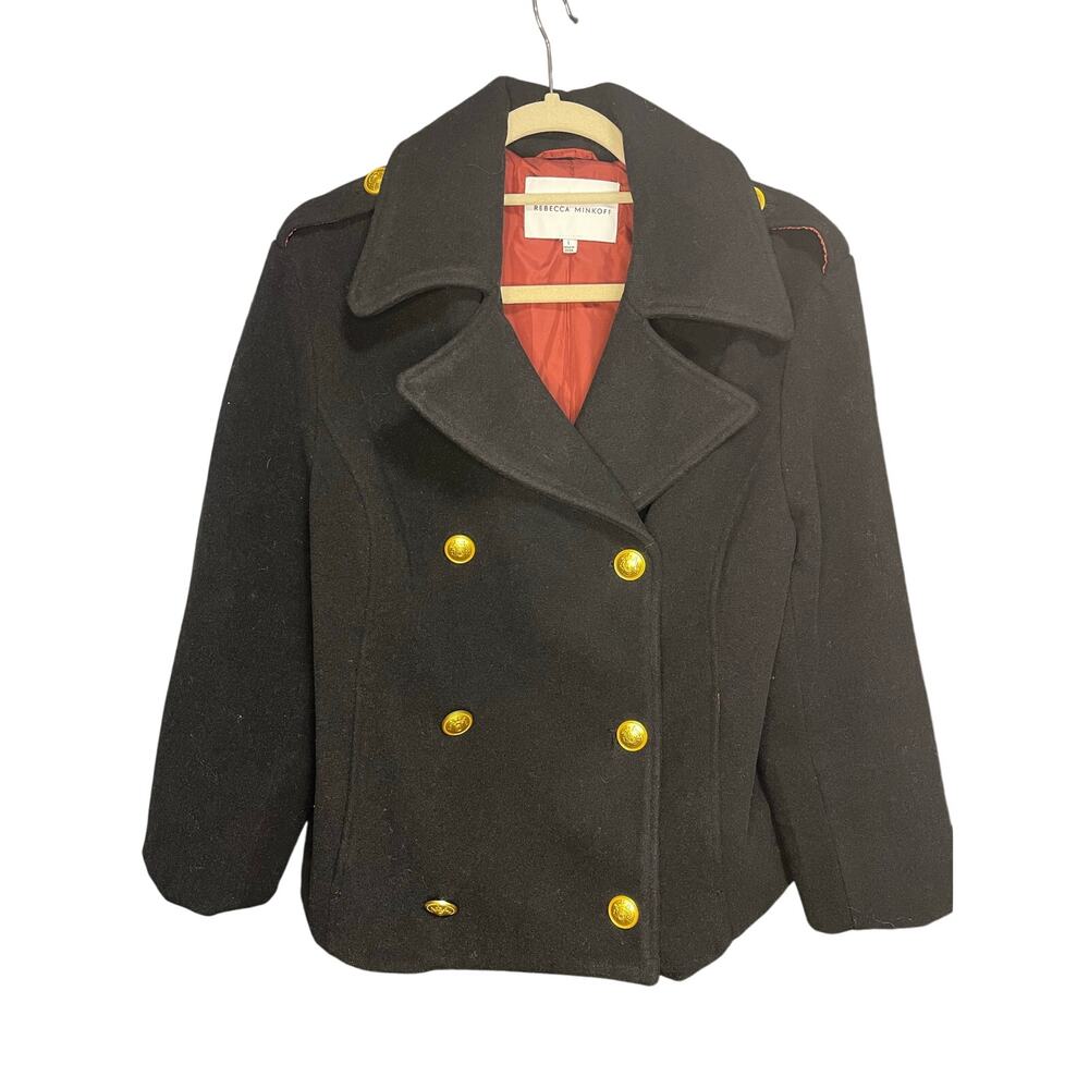 Rebecca Minkoff Wool Cropped Military Pea Coat Women's Size L